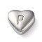 Non-Tarnish 201 Stainless Steel Beads, Stainless Steel Color, Heart, Letter P, 7x8x3.5mm, Hole: 1.5mm