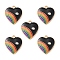 Alloy Enamel Pendant, with Rhinestone, Heart with Rainbow Charm, Black, 20x18x3.5mm, Hole: 2mm