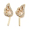 Brass Micro Cubic Zirconia Wing Shape Head Pins, for Baroque Pearl Making, Real 18K Gold Plated, 18x7.5x1.8mm, Pin: 0.9mm