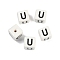 Porcelain Beads, Square with Letter, Letter U, 8.5x8.5x8.5mm, Hole: 1.6mm