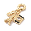 Brass Black Enamel European Dangle Charms KK-M305-19G-01-2