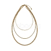 304 Stainless Steel Twisted Chain 3 Layer Necklaces for Women NJEW-A057-02C-G-2