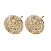 Brass Micro Pave Clear Cubic Zirconia Flat Round Stud Earrings EJEW-H165-05G-4
