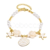 Ocean Brass Enamel Starfish Shell Shape Charm Bracelets for Women KK-CBA68DA-16G-02-4