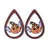 Halloween Theme Single Face Printed Aspen Wood Big Pendants WOOD-TAC0018-09D-1