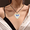 5Pcs 5 Colors Heart Glass Pendant Necklaces Set with Waxed Cord for Women NJEW-FI0001-05-4