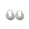 Brass Micro Pave Clear Cubic Zirconia Flat Round Hoop Earrings EJEW-K318-04A-P-4