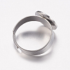 Tarnish Resistant Adjustable 304 Stainless Steel Finger Rings Components STAS-F149-20P-4