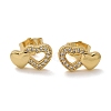 Valentine's Day Heart Brass Micro Pave Clear Cubic Zirconia Stud Earrings EJEW-D305-22G-03-3