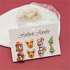 4 Pairs Snowman & Christmas Tree & Deer & Mushroom Printed Wood Stud Earrings EJEW-OY001-07-5
