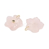 Brass & Natural Rose Quartz & Cubic Zirconia Pendants GG-CBAD360-18G-01-2