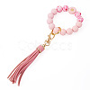 Silicone Beaded Wristlet Keychain HJEW-TAC0136-2
