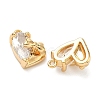Brass Micro Pave Cubic Zirconia Heart with Bowknot Charms KK-A281-05G-2