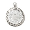 Flat Round Alloy Rhinestone Pendant Cabochon Settings ALRI-T351-01S-1