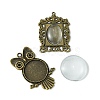 DIY Blank Owl/Round Glass & Tibetan Style Alloy Pendant Making Kits DIY-FS0006-11-2
