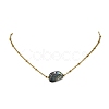 Natural Abalone Shell/Paua Shell Nuggets Pendant 304 Stainless Steel Satellite Chain Necklaces for Women NJEW-JN06092-3