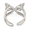 304 Stainless Steel Cubic Zirconia Open Cuff Ring for Women RJEW-S406-05P-01-3