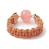 Glass Round Ball Braided Bead Style Finger Ring RJEW-JR00600-05-4