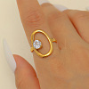 304 Stainless Steel with Cubic Zirconia Cuff Rings for Women FS-WG503C7-13-1