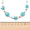 3Pcs 3 Styles Ocean Dyed Synthetic Ocean White Jade & Shell Pearl & Synthetic Turquoise Starfish Turtle Beaded Necklaces NJEW-JN06276-5