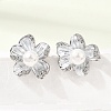 Brass Micro Pave Cubic Zirconia Enamel Stud Earrings CU-CBABA66-12A-P-1