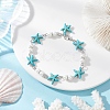 Synthetic Turquoise Starfish Link Bracelets for Women BJEW-JB12469-03-1