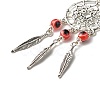 Tibetan Style Alloy Flat Round Net/Web & Feather Pendants HJEW-JM00543-02-3