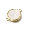 Natural White Shell Brass Flat Round Links Connector Charms KK-C262-03B-02G-2