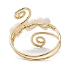 Natural Shell Heart Cuff Ring RJEW-JR00644-02-4