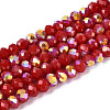 AB Color Plated Opaque Glass Rondelle Beads Strands EGLA-T029-4mm-09G-1