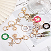 4Pcs 4 Colors Rhinestone Enamel Flower Pendant Keychain with AlloyCharm KEYC-GL0001-08-4