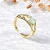 Square Brass Cat Eye Cuff Rings RJEW-G344-01G-03-1