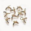 Brass Cubic Zirconia Charms ZIRC-E162-14G-2