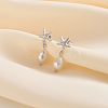925 Sterling Silver Starfish Dangle Stud Earrings EJEW-M096-03P-1