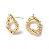 Textured Brass Stud Earring Findings KK-B063-19G-2
