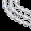 Faceted Round Natural Rainbow Moonstone Bead Strands G-F289-05-3