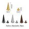 40Ssets 4 Colors Alloy Spikes Screwback Studs PALLOY-SZ0001-24-2