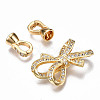 Brass Micro Pave Clear Cubic Zirconia Fold Over Clasps X-KK-T063-104G-NF-4