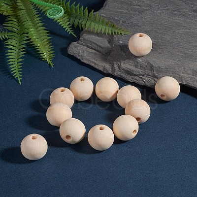 Unfinished Natural Wood Beads Spacer Craft Beads for DIY Macrame Rosary Jewelry X-WOOD-S651-25mm-LF-1
