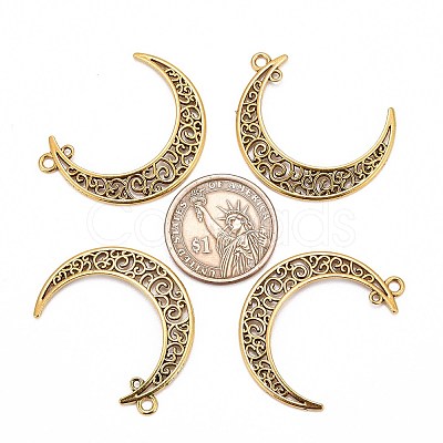 Tibetan Style Alloy Hollow Moon  2-Loop Link Pendants LS-TIBEP-5312-AG-LF-1