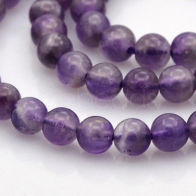 Natural Amethyst Round Beads Strands G-N0120-11A-6mm-1