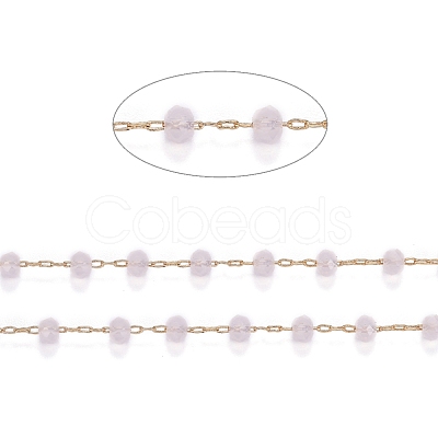 Brass Handmade Faceted Glass Beaded Chains CHC-F012-03A-1