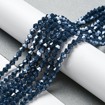 Opaque Solid Color Electroplate Glass Beads Strands GLAA-F029-P4mm-C09-1