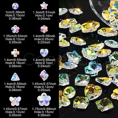 100Pcs 10 Styles Glass Charms GLAA-YW0004-66-1