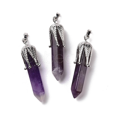 Natural Amethyst Big Pointed Pendants G-E059-03AS-04-1