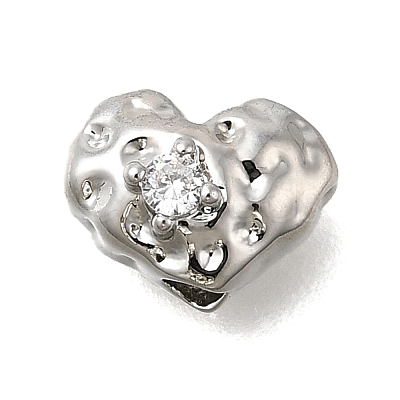 Brass Micro Pave Clear Cubic Zirconia Beads LS-KK-U061-15C-P-1