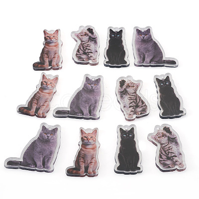 12Pcs 4 Styles Printed Acrylic Pendants OACR-TA0004-14A-1