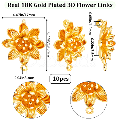 10Pcs Brass Connector Charms KK-BBC0010-25G-1