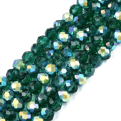 AB Color Plated Transparent Glass Rondelle Beads Strands EGLA-T029-4mm-10F-1