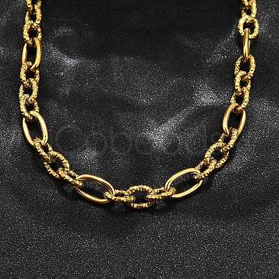304 Stainless Steel Textured Cable Chain Necklaces NJEW-R023-10G-1